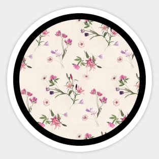 Scattered Floral on Cream Sticker